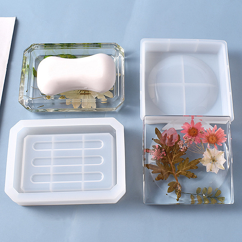 Soap Making Book - สบู่แฮนด์เมดผู้ถือกล่องแม่พิมพ์อีพ็อกซี่เรซิ่นสบู่จานการรั่วไหลท่อระบายน้ำกล่องซิลิโคนแม่พิมพ์ทำตกแต่ง