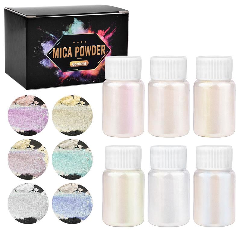 Mica Powder Colorant - 6 Pcs-Set อีพ็อกซี่เรซิ่น Dye Mica ผงผงสีชุดเรซิ่น