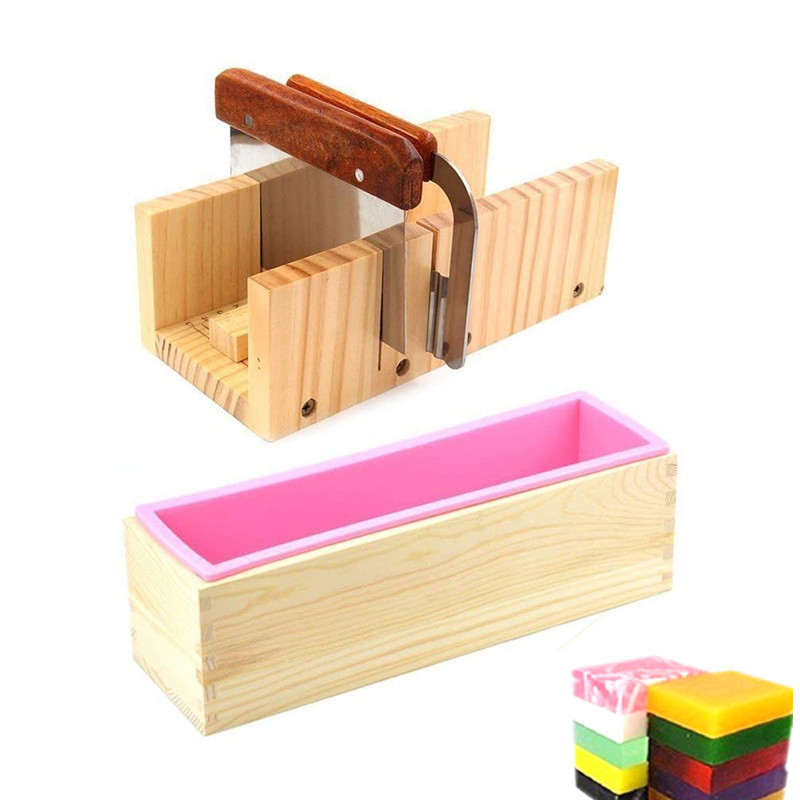 Soap Making Book - ชุดแม่พิมพ์สบู่ซิลิโคนขนาด 1.2 ลิตร (42 ออนซ์) พร้อมแม่พิมพ์สบู่ซิลิโคนทรงสี่เหลี่ยมผืนผ้าพร้อมที่ขูดสแตนเลสแบบตรงและแบบโค้งสำหรับทำสบู่